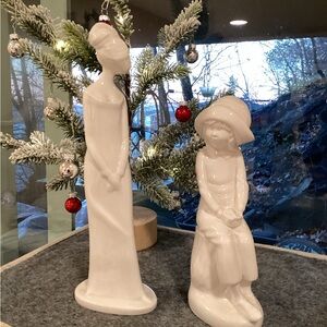 Spode White Ceramic Figurines “Emma” & “ Joanna”
